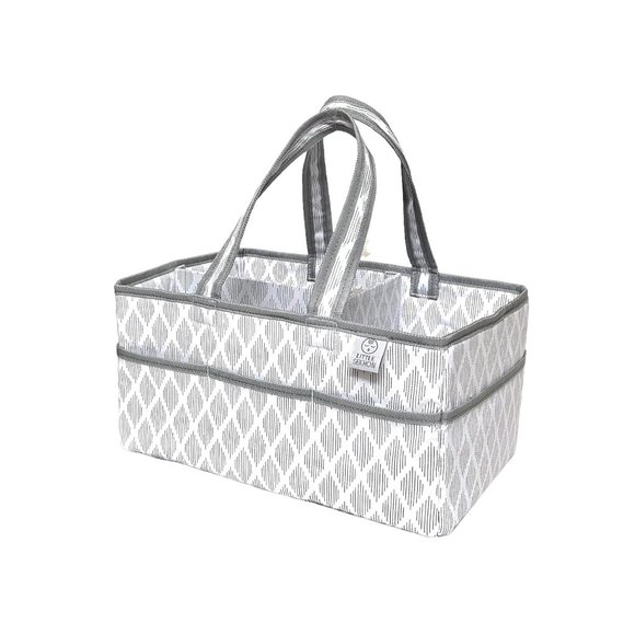 Little Sekhon Other - Little Sekhon Home Decor Large Cotton Cloth Diaper Caddy Gray White Classic